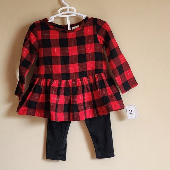 LULLABY LANE - 2-Piece Buffalo Check Top & Legging Set Size 6-9 Months NWT - Picture 1 of 6